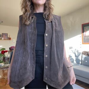 CJ Banks Dark Brown Suede Vest